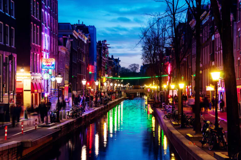 Amsterdam,Netherlands.,Night,View,Of,Red,-,Light,District,In