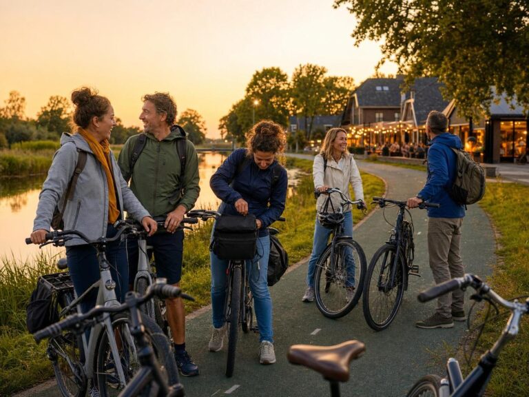 Gruppe bei einem Radwochenende in Assen mit Hotel und Caféstraat-Abend