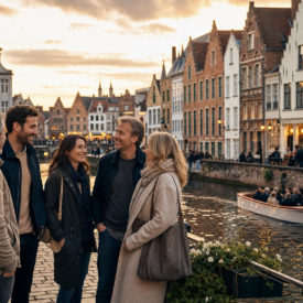 Gruppe bei einer Gent-und-Brügge-Wochenendreise am Kanal