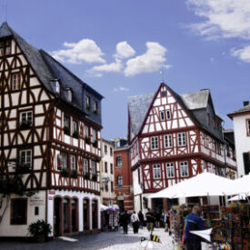 Historische Altstadt von Mainz mit Fachwerkhäusern