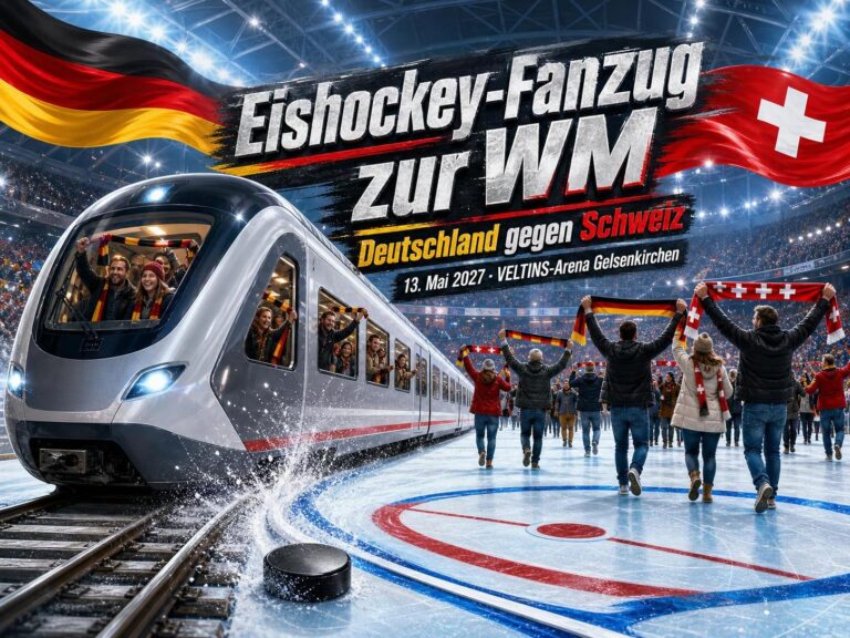 Eishockey-Fanzug zum WM-Spiel Deutschland gegen Schweiz in Gelsenkirchen